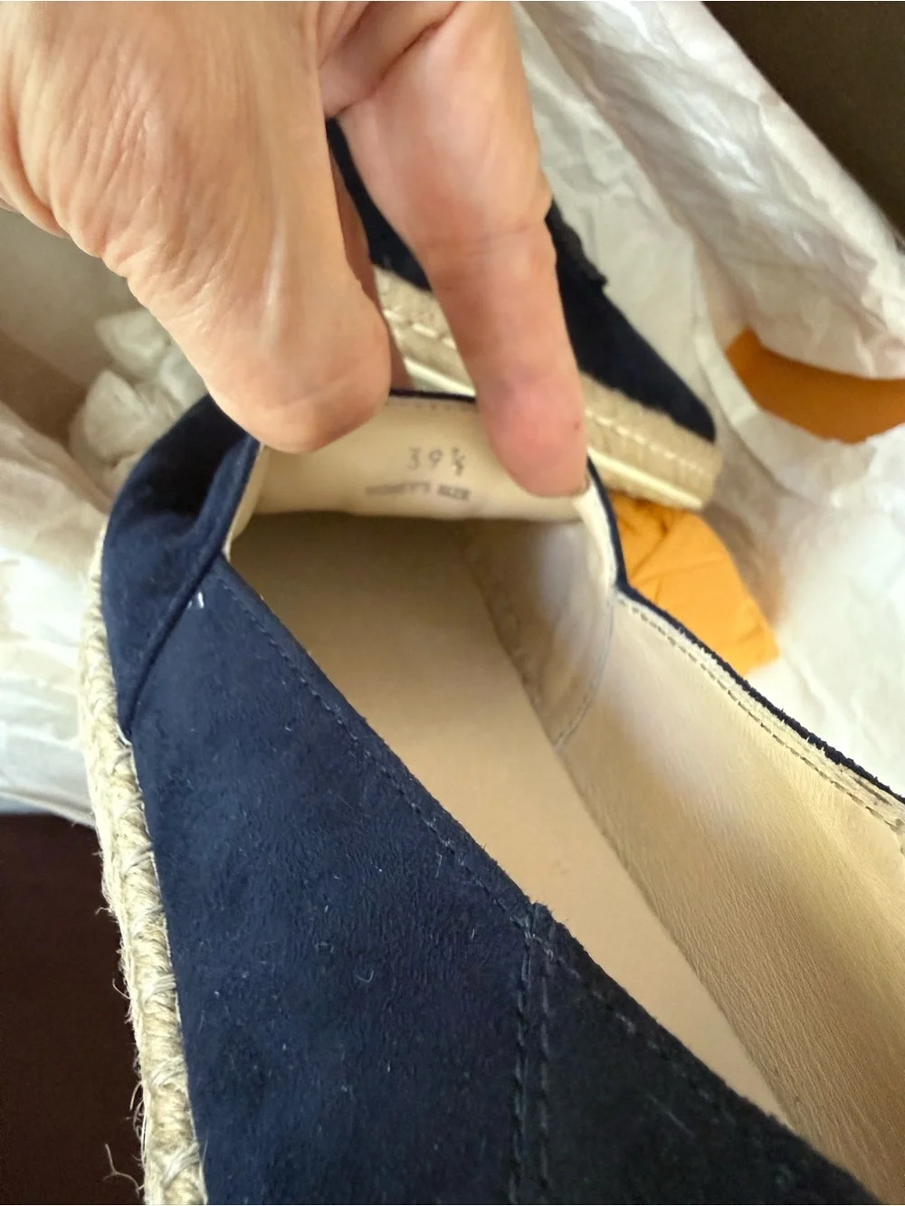 TOD'S Navy Suede leather Espadrille Slip-Ons with logo embroidered Sz 39.5
